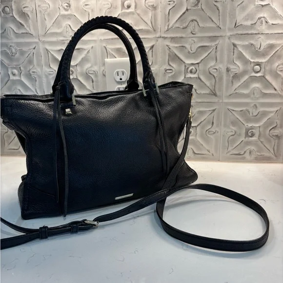 Rebecca Minkoff Sleek Black Leather Shoulder Bag with Strap - Picture 9 of 10
